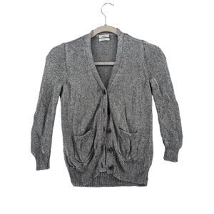 Wallace Button Front Sweater XS Gray 3/4 Sleeves‎ Casual Cardigan Draped Front